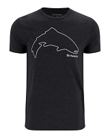 Simms Trout Outline T-shirt in Dark Gunmetal Heather
